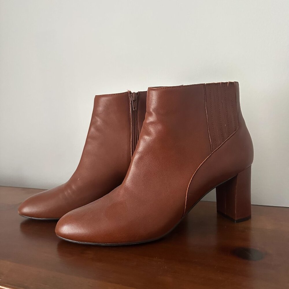 David Tate ankle booties, cognac brown leather